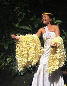 hula dancer with leis