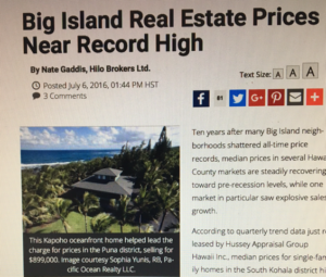 Big Island Real Estate Prices Near Record High