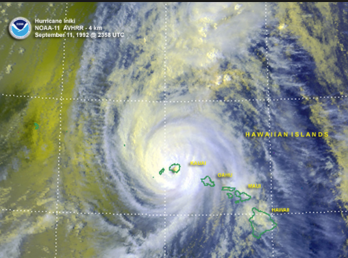 Hurrican Iniki satellite image