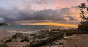 sunset over ocean in kona hawaii