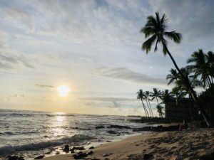 Sunset over ocean in Kona Hawaii