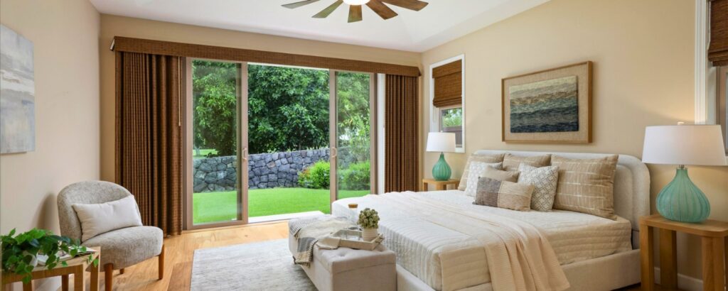 The Main Bedroom Leading to Pristine Lawn and Views